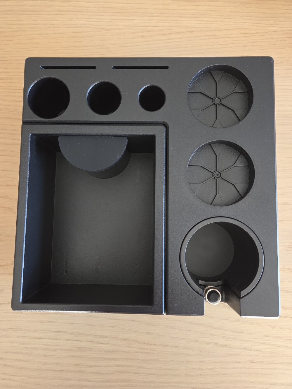 New Black Espresso Barista Tool Organizer Tamping Station w Storage Bin